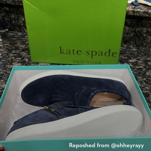 Kate Spade Navy Suede Sneakers - Picture 8 of 12